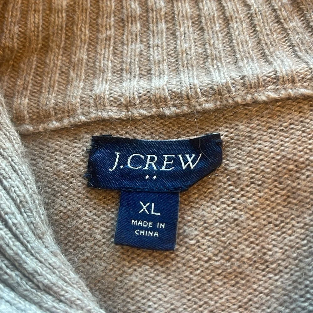 J Crew - men’s tan lambswool blend sweater with shawl collar - size XL